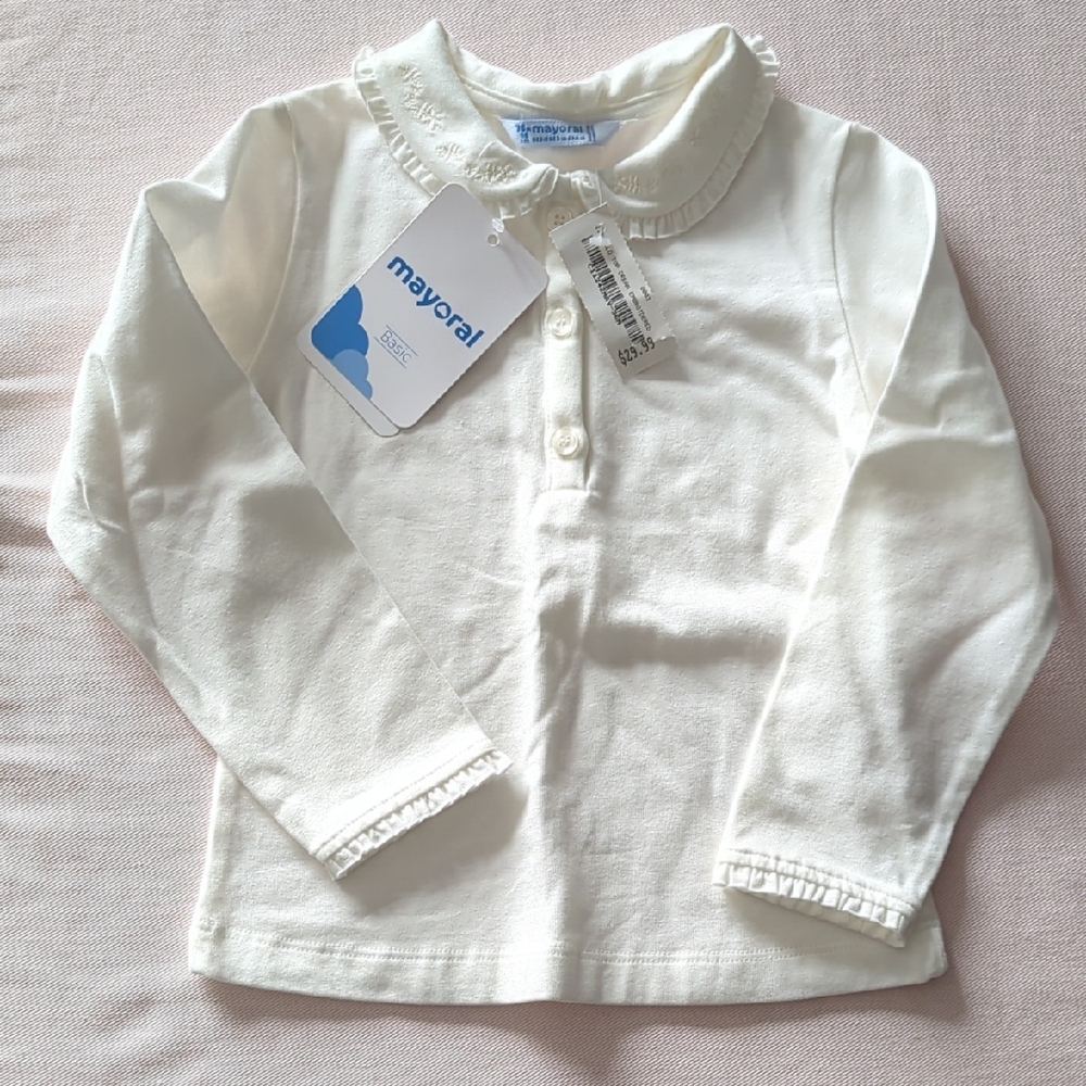 Mayoral Cream Long Sleeve Kids Shirt